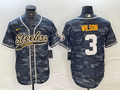 Men's Pittsburgh Steelers Russell Wilson #3 Grey Camouflage Game Jerseys Joint Edition