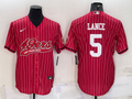 Men's San Francisco 49ers Trey Lance #5 Red Player Jerseys Joint Edition