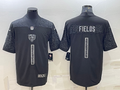 Men's Chicago Bears Justin Fields #1 Black RFLCTV Limited Jerseys