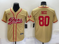 Men's San Francisco 49ers Jerry Rice #80 Gold Game Jerseys Joint Edition