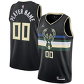 Men's Milwaukee Bucks Black Swingman Custom Jerseys - Statement Edition