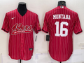 Men's San Francisco 49ers Joe Montana #16 Red Player Jerseys Joint Edition