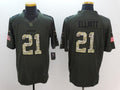 Men's Dallas Cowboys Ezekiel Elliott #21 Army Green Game Jerseys