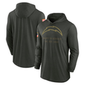 Men's Los Angeles Chargers Forest Green 2025 Salute to Service Sideline Dri-FIT Lightweight Hooded Pullover