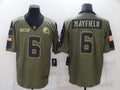 Men's Cleveland Browns Baker Mayfield #6 Olive Game Player Jerseys