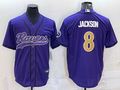 Men's Baltimore Ravens Lamar Jackson #8 Purple Player Jerseys Joint Edition