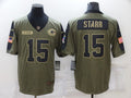Men's Green Bay Packers Bart Starr #15 Brown Game Jerseys